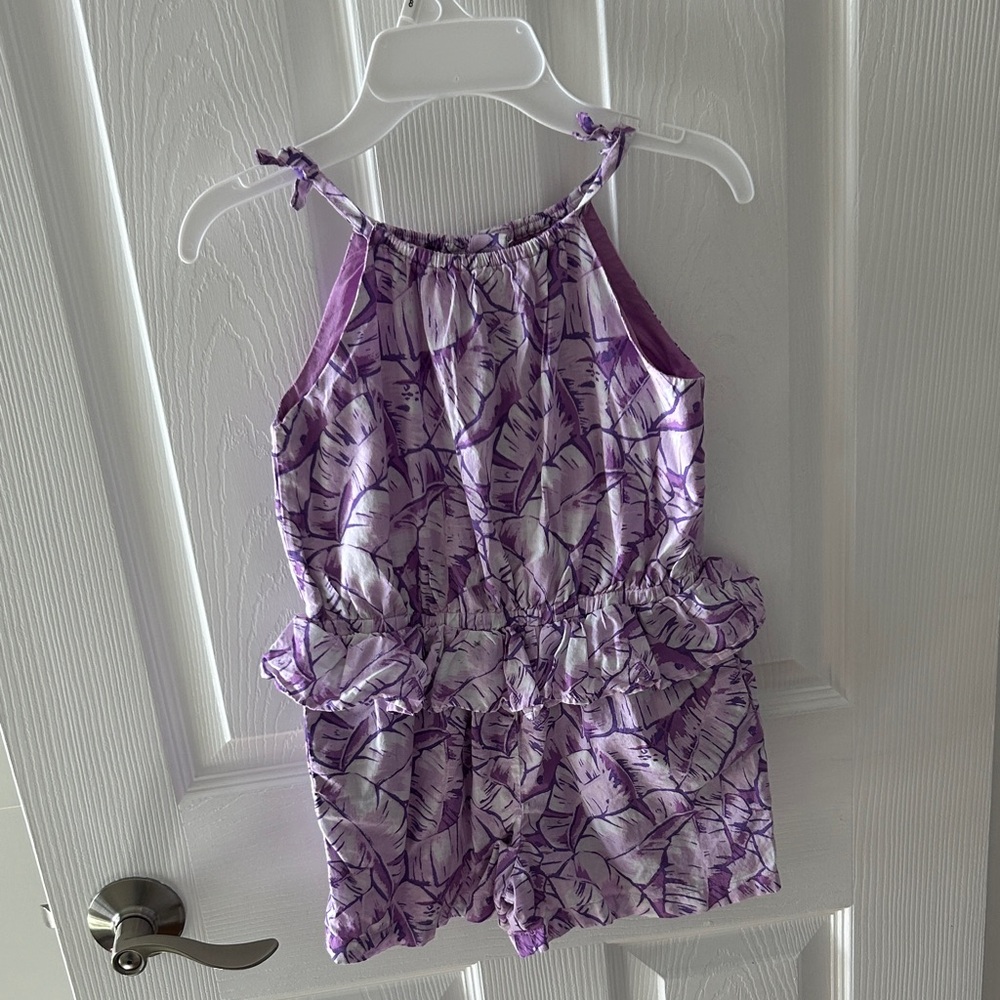 Janie and Jack Purple Leaf Print Romper